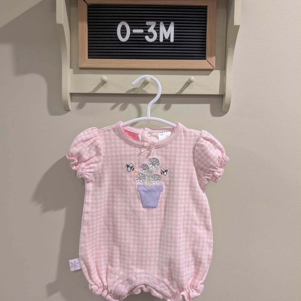 Pink Gingham Baby Romper